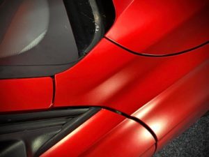 3 Series Satin Red - close-up of windscreen joins
