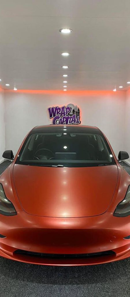 Satin Red Tesla