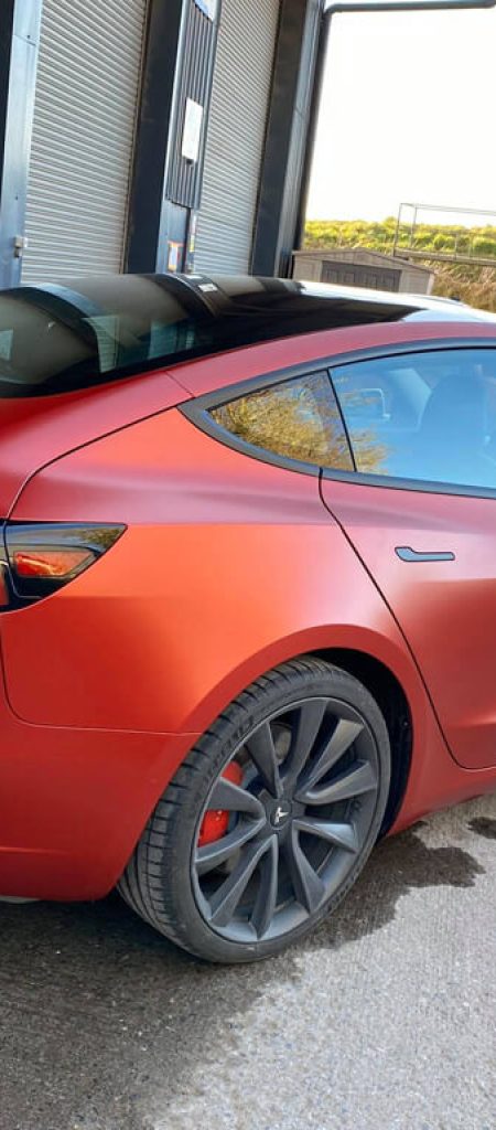 Satin Red Tesla